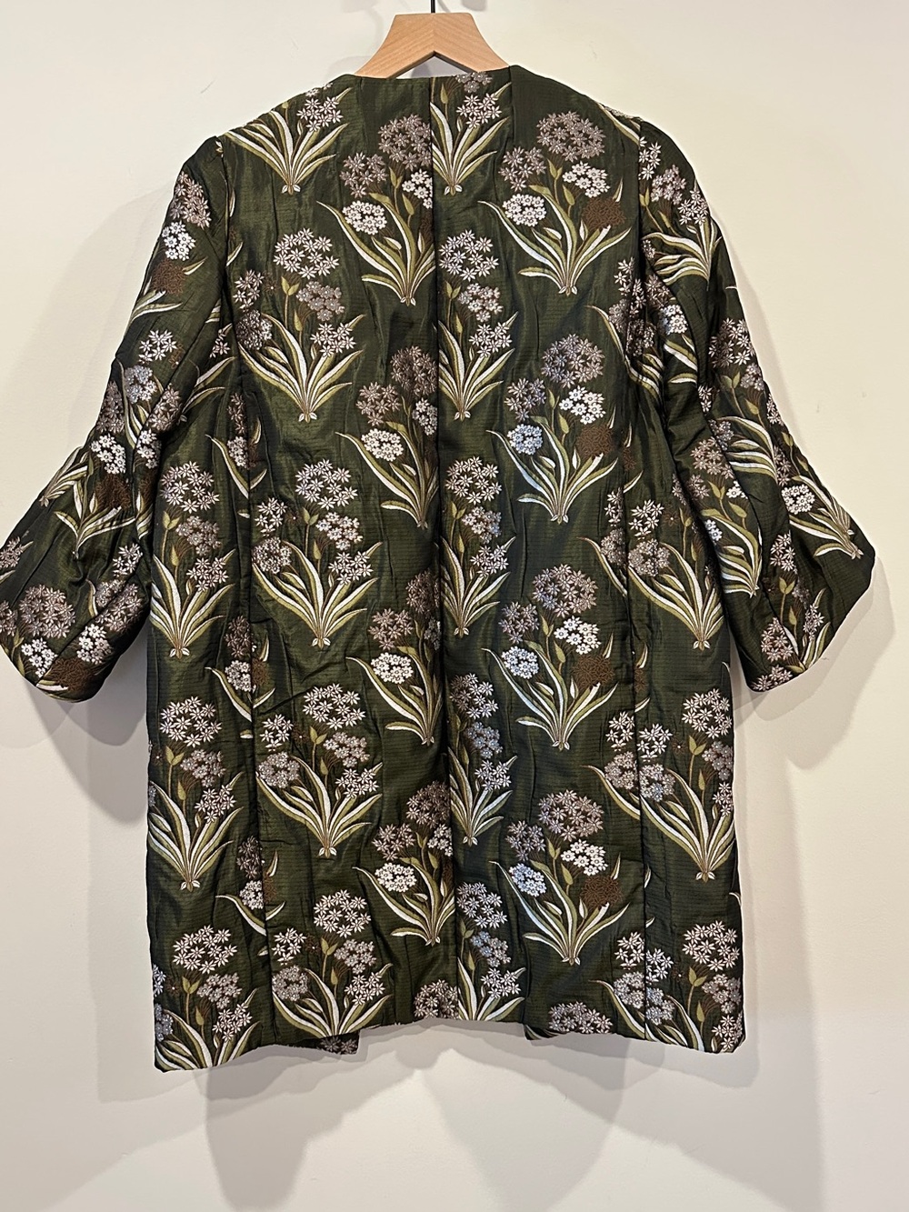 H&M Jacquard Floral Cocoon Open Front Jacket Coat Size 4 - Picture 5 of 11